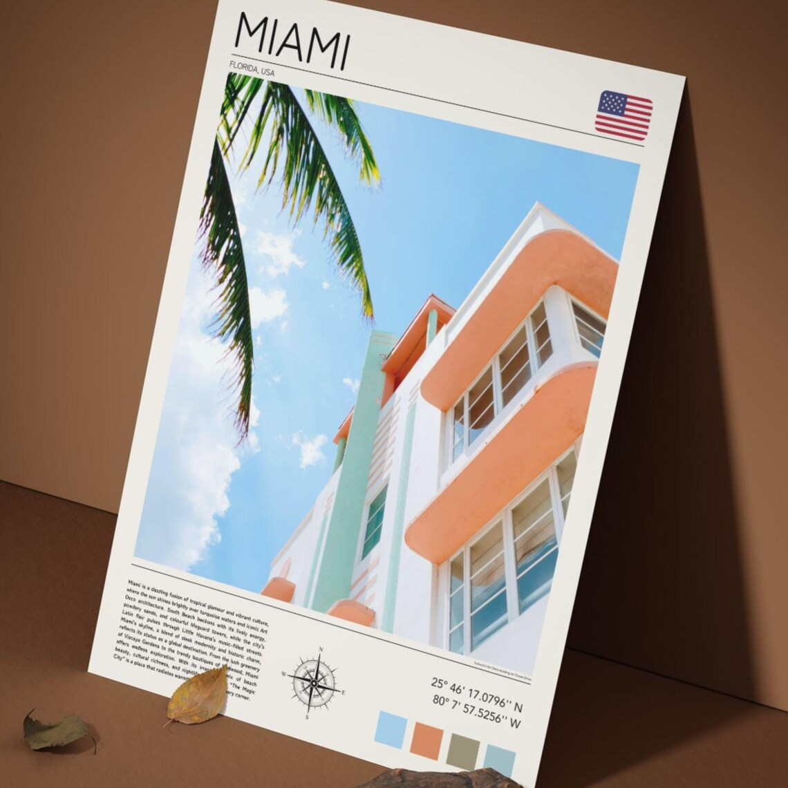 Miami Florida Art Deco Architecture Pastel Buildings Travel Poster - Image 5
