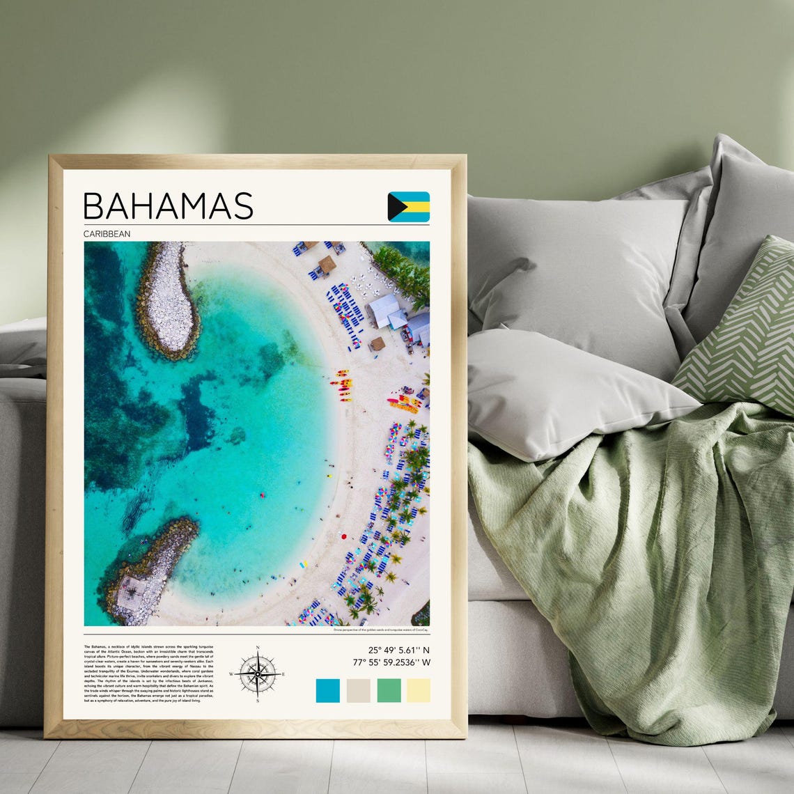 Bahamas Caribbean Aerial Turquoise Beach White Sand Island Poster - Image 2