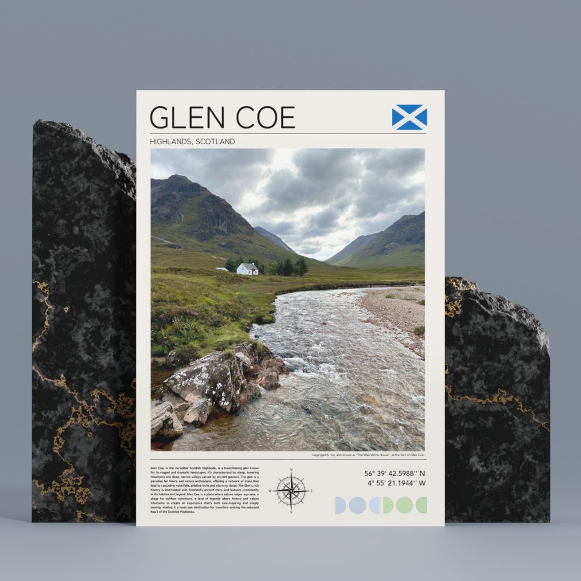 Glen Coe Scotland Highlands Valley Stream Mountain Travel Poster - Image 5