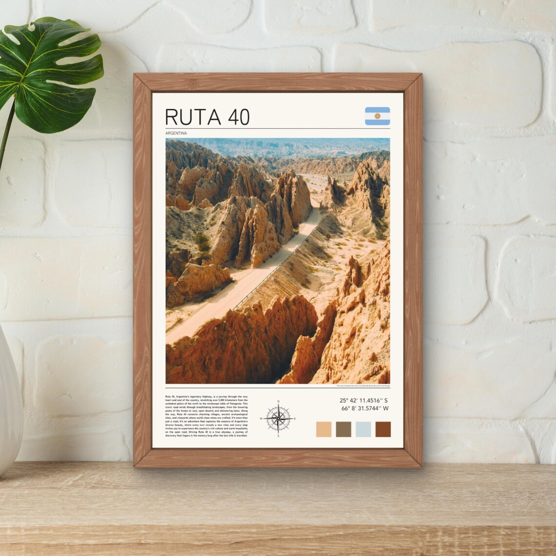 Ruta 40 Argentina Desert Canyon Red Rock Road Trip Adventure Poster