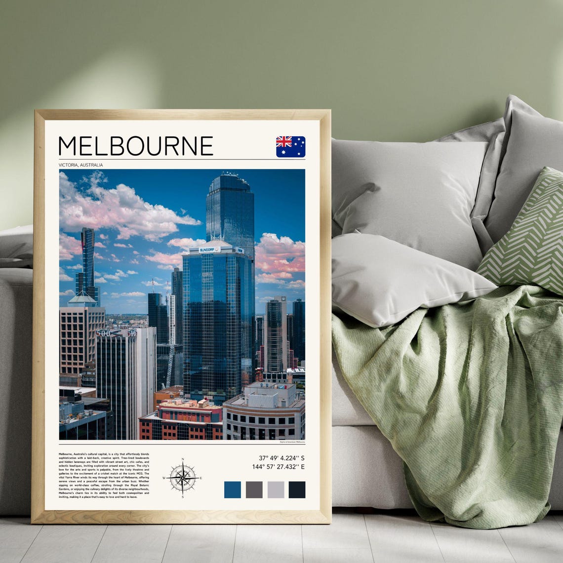 Melbourne Australia Skyline Towers Modern Cityscape Travel Poster - Image 5