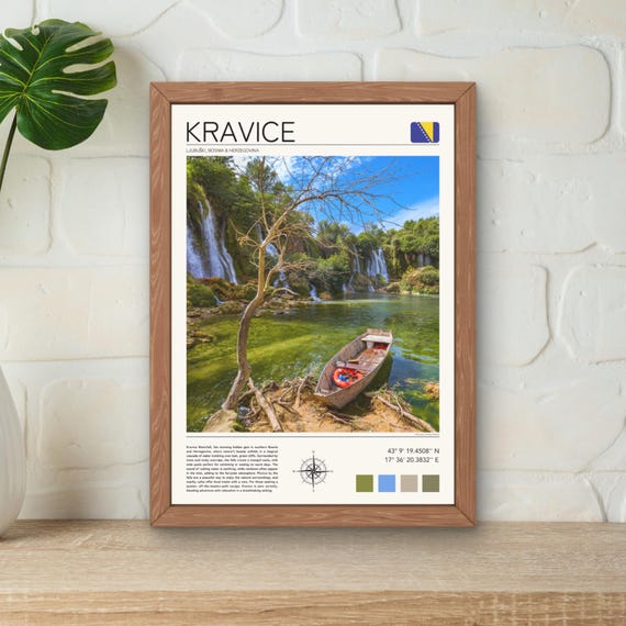 Kravice Print Kravice Falls Poster Kravica Waterfall Print Kravica Herzegovina Wall Art Kravica Bosnia Poster Waterfall Wall Art