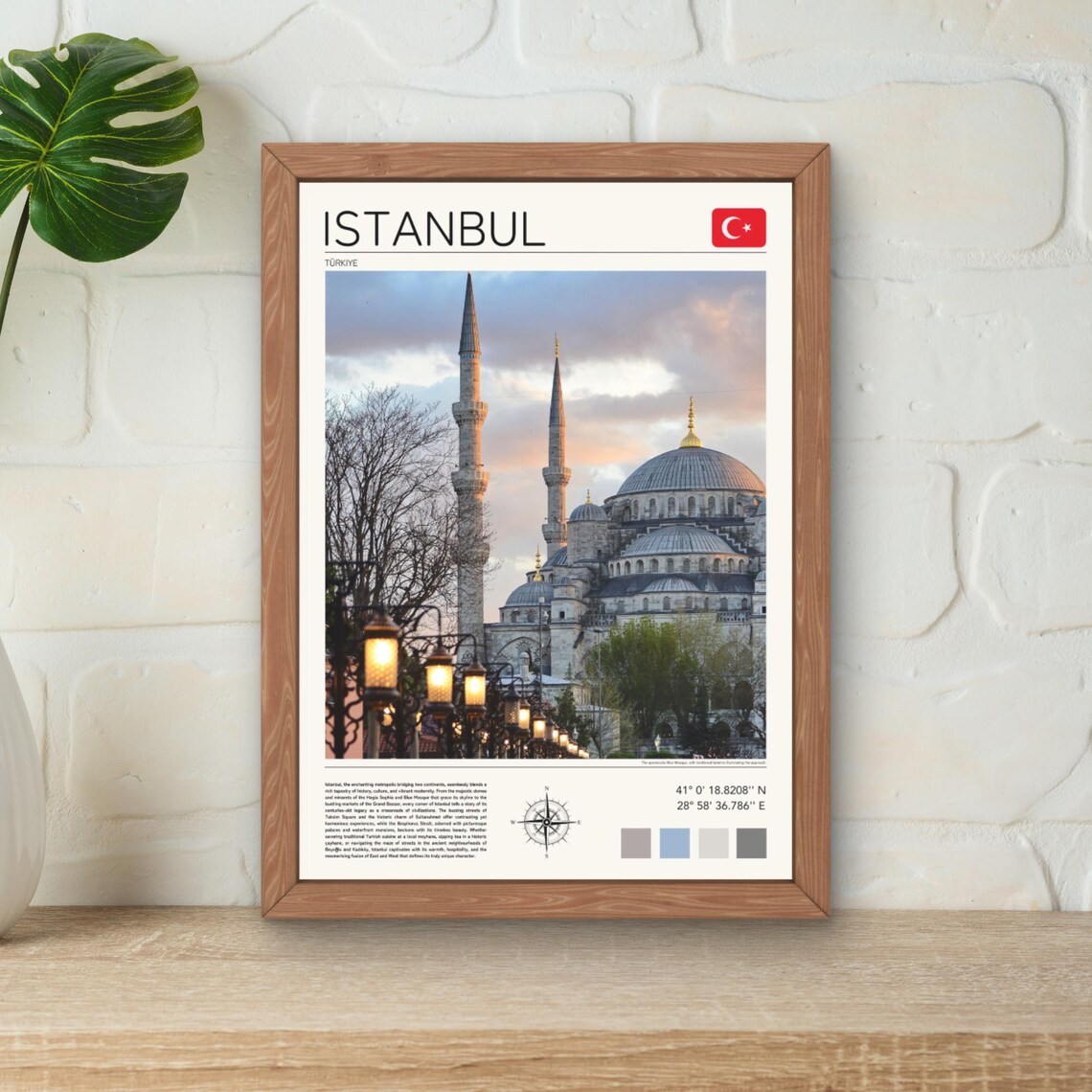 Istanbul Blue Mosque at Dusk Minarets Golden Lights Travel Poster