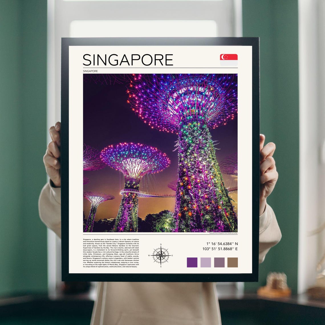 Singapore Print Singapore Poster Singapore Wall Art Gardens By The Bay Print Singapore Travel Asia Travel Art Supertree Grove Artwork - Image 3