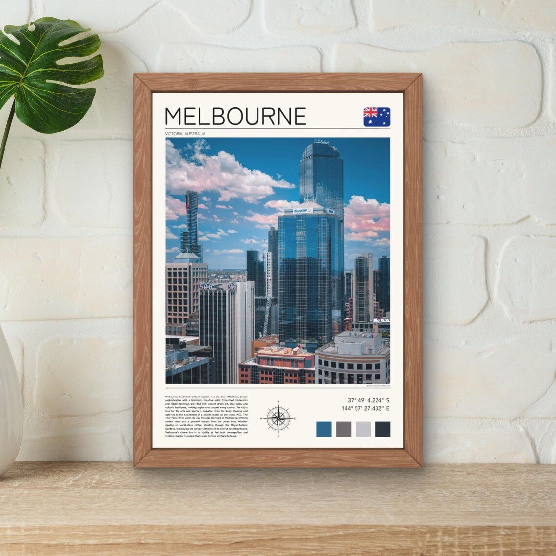 Melbourne Australia Skyline Towers Modern Cityscape Travel Poster