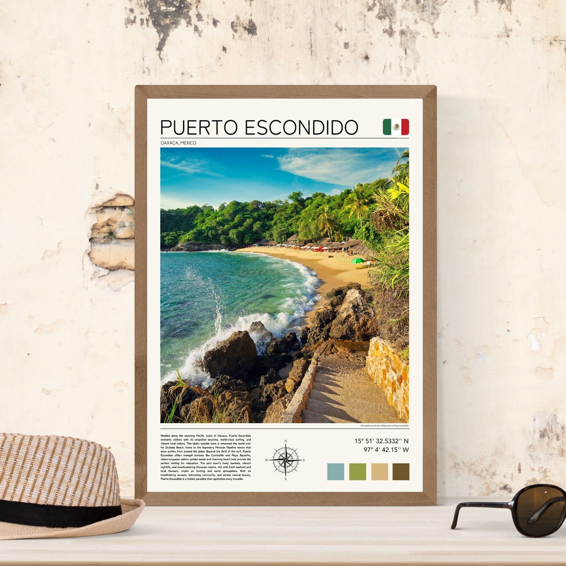 Puerto Escondido Mexico Golden Cove Surf Waves Pacific Coast Poster - Image 3