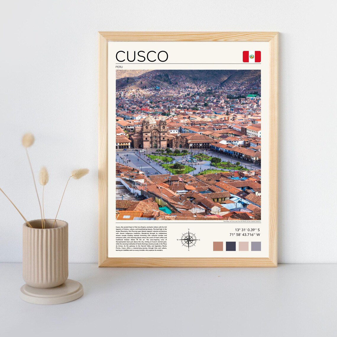Cusco Peru Plaza Mayor Colonial Cathedral City Skyline Travel Poster - Image 4