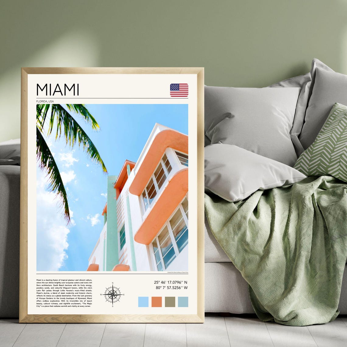 Miami Florida Art Deco Architecture Pastel Buildings Travel Poster - Image 4