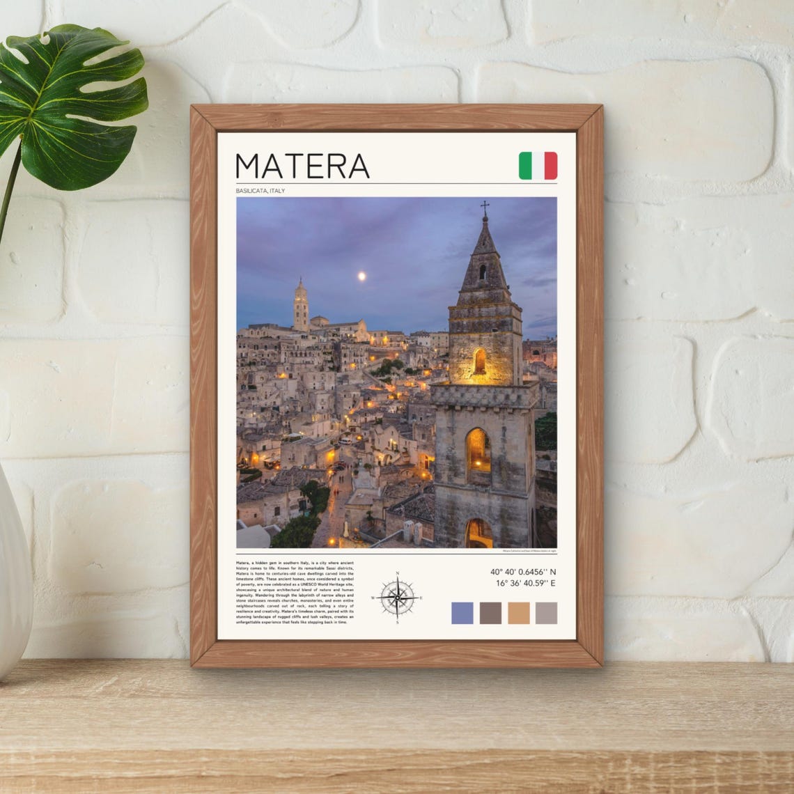 Matera Italy Sassi Cave Houses Basilicata Evening Lights Poster