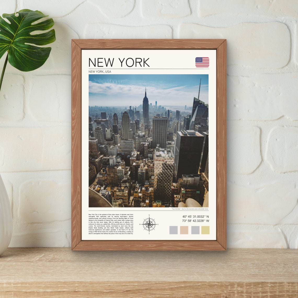 New York Poster New York City Print Nyc Wall Art New York Skyline Print New York From Above Art New York Cityscape Skyscaper Print