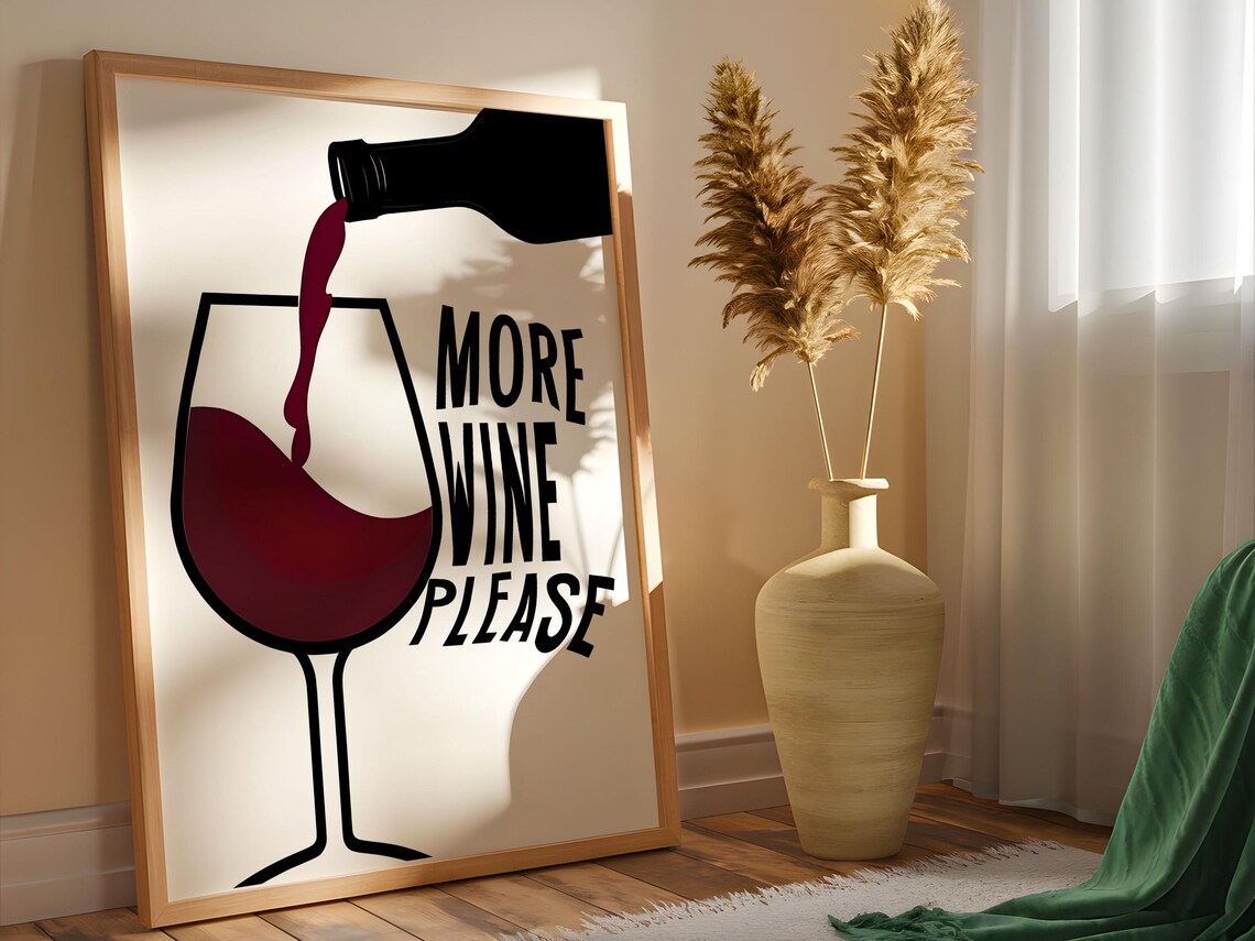 More Wine Please, Rustic Wine Lovers Art Print - Image 4