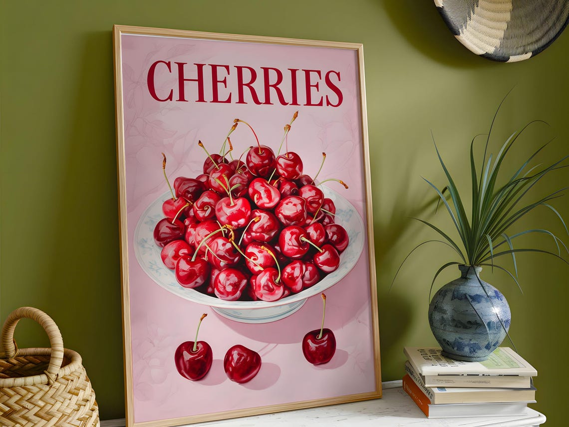 Vintage Cherries Poster, Food Illustration - Image 4