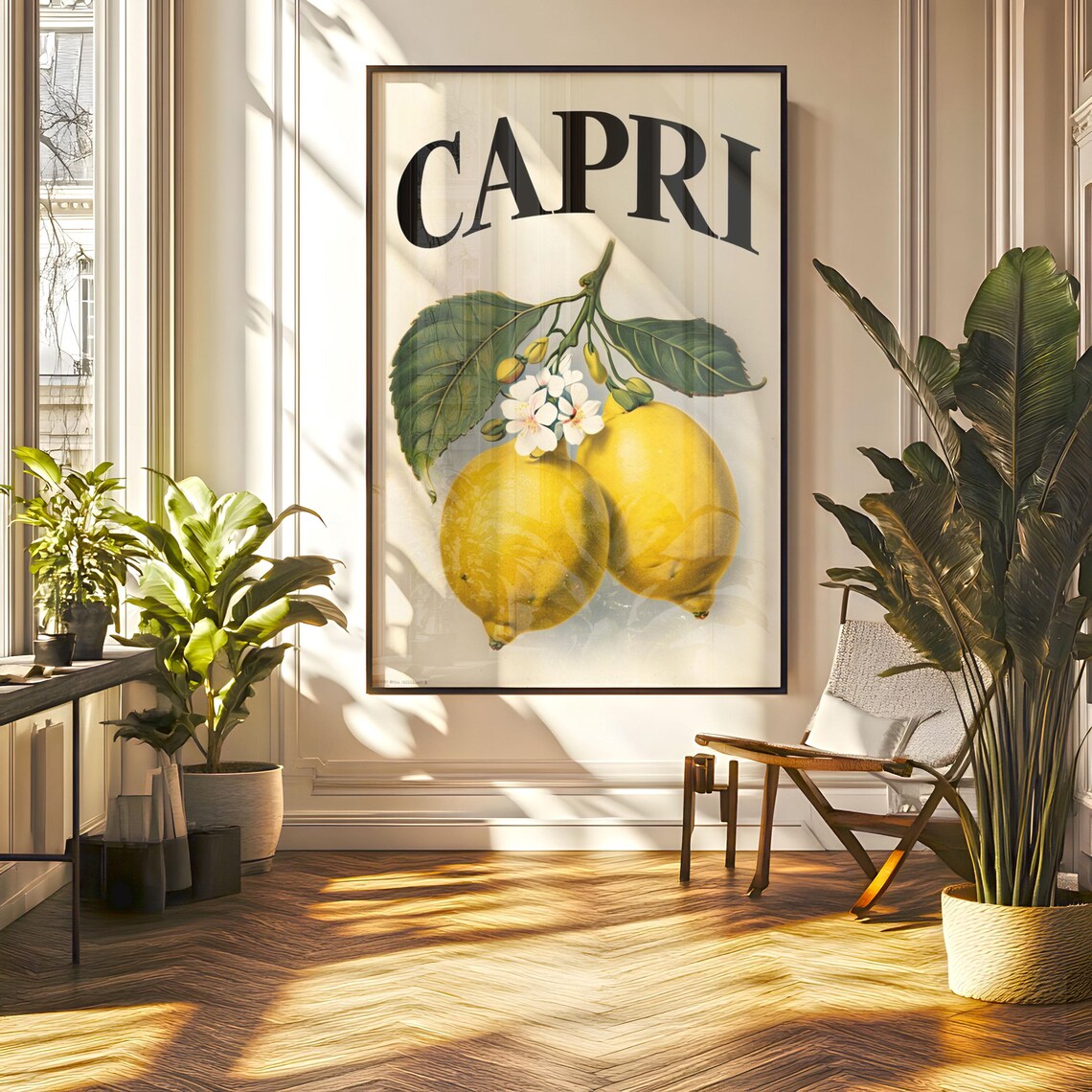 Vintage Capri Lemon Poster, Luxury Decor - Image 3