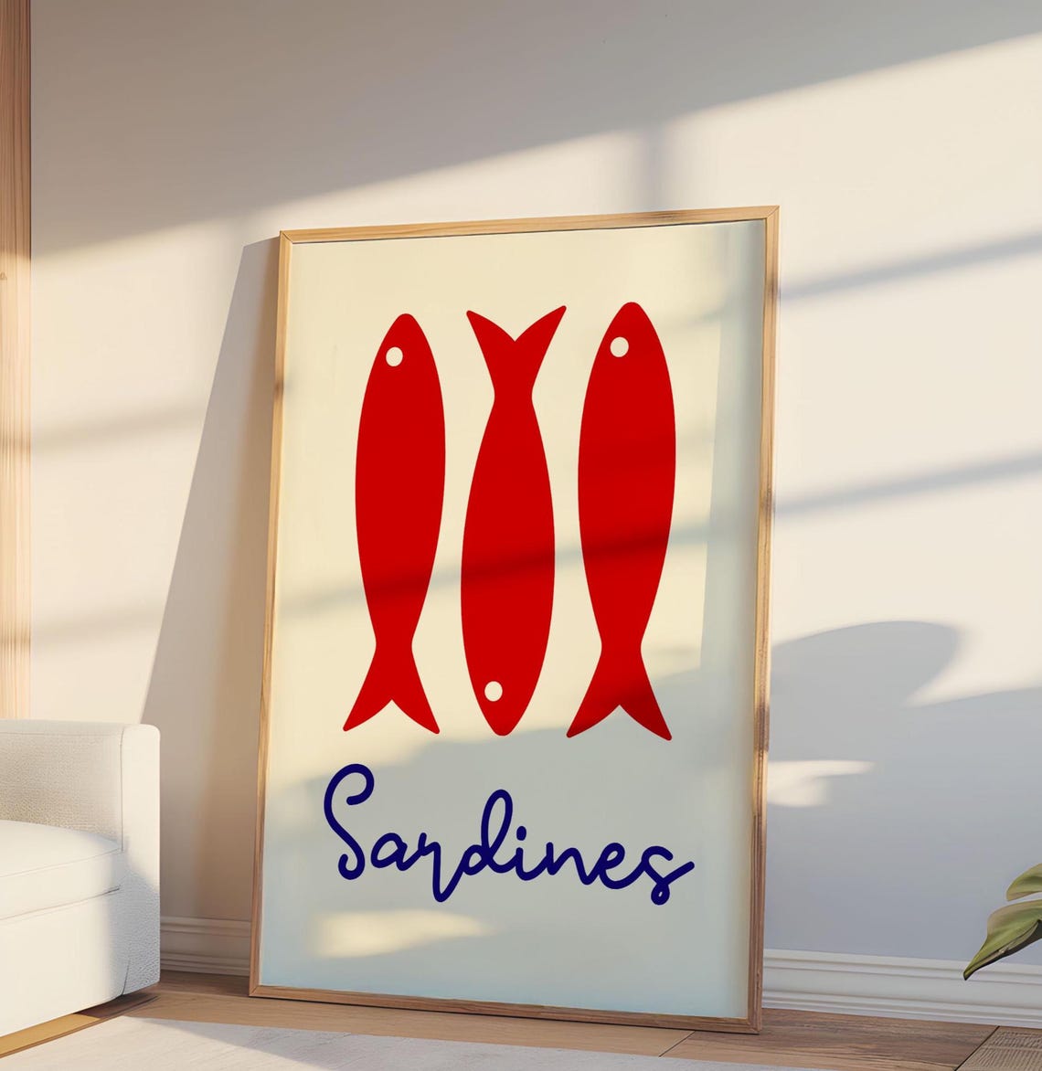 Fun Retro Sardines Trio Red Fish Minimalist Kitchen Art Print