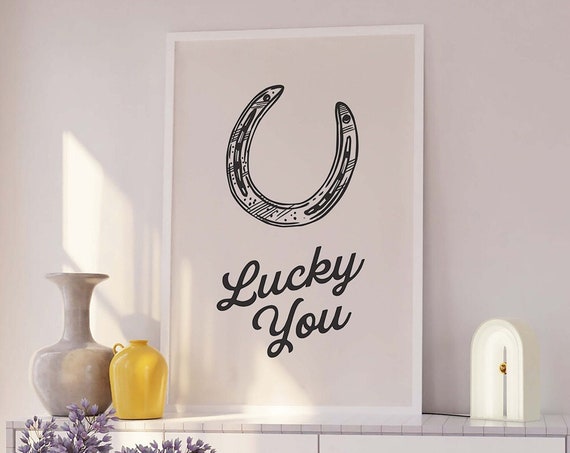 Lucky You Print Art Retro Black Wall Art Country Western Art Print Trendy Retro Wall Art