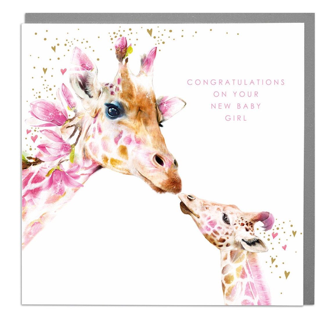 Giraffe New Baby Girl Greeting Card, Cute Animal Design