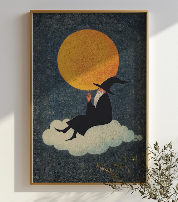 Moon Worship Meditation Art Print, Esoteric Astrology