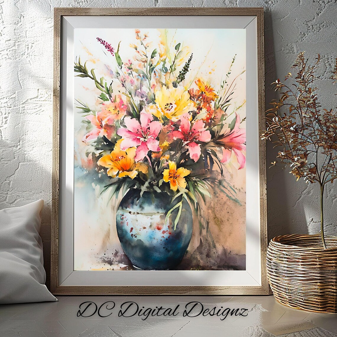 Spring Flowers In A Vase, Boho Floral Art Print