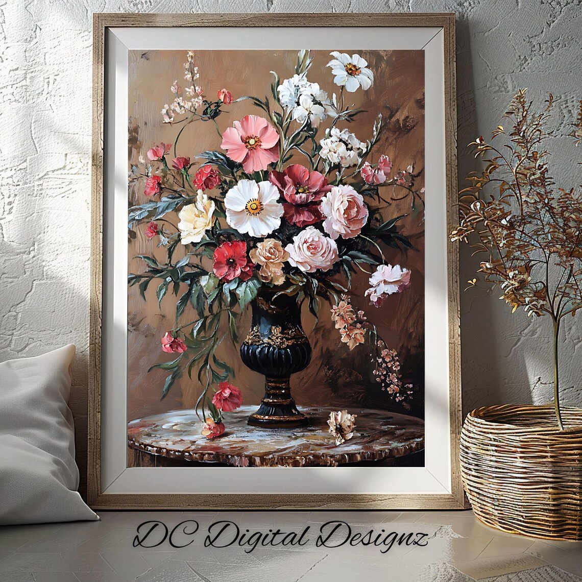 Spring Flowers In A Vase, Boho Floral Art Print