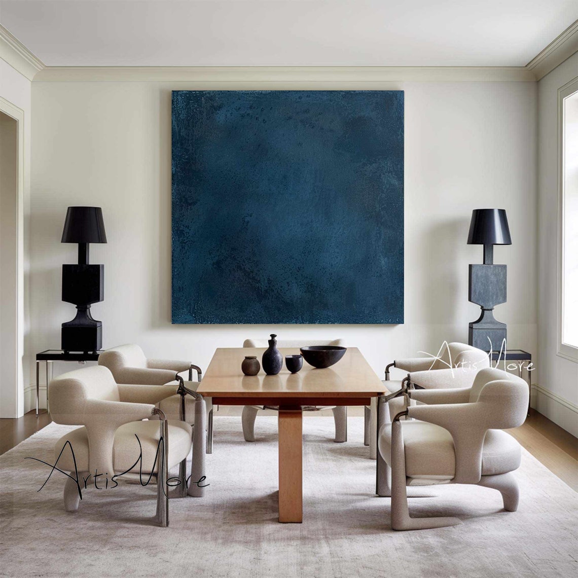 Deep Navy Blue Minimalist Abstract Texture Color Field Art Poster - Image 4