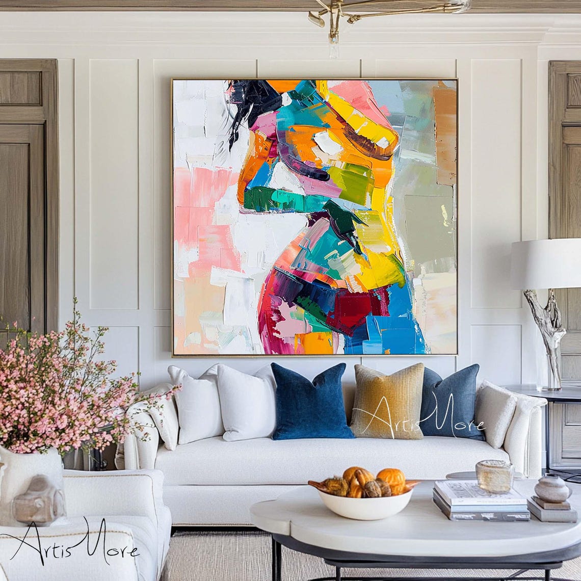 Female Power Portrait Art Abstract Woman Figure Wall Art Colorful 3d Texture Painting Womans Body Painting Large Art Fashion Decor - Image 4