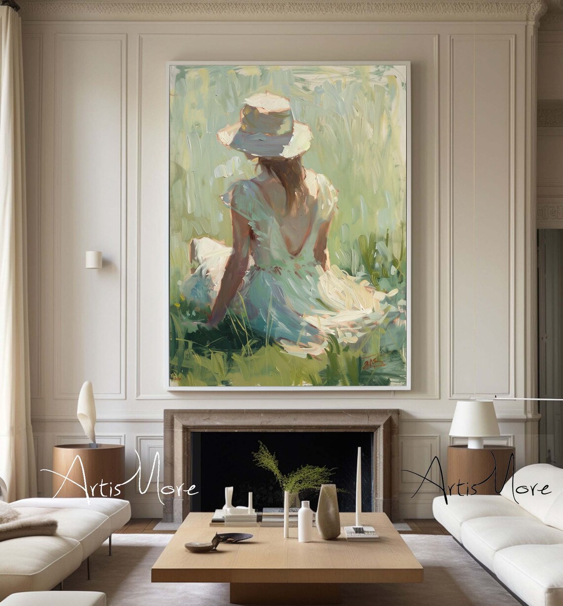 Abstract People Art Large Texture Oil Painting Female Figure Painting Abstract Lady Painting Green Wall Art Custom Painting Gift For Her - Image 3