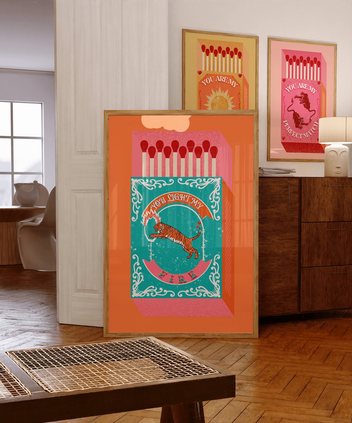 You Light My Fire Orange Matchbox Retro Art Print