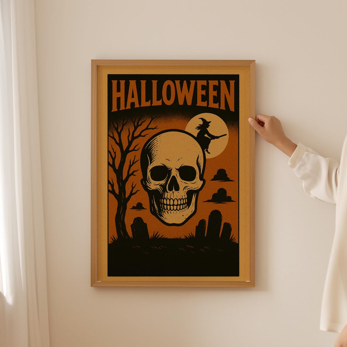 Vintage Skeleton Halloween Poster Spooky Season Wall Art