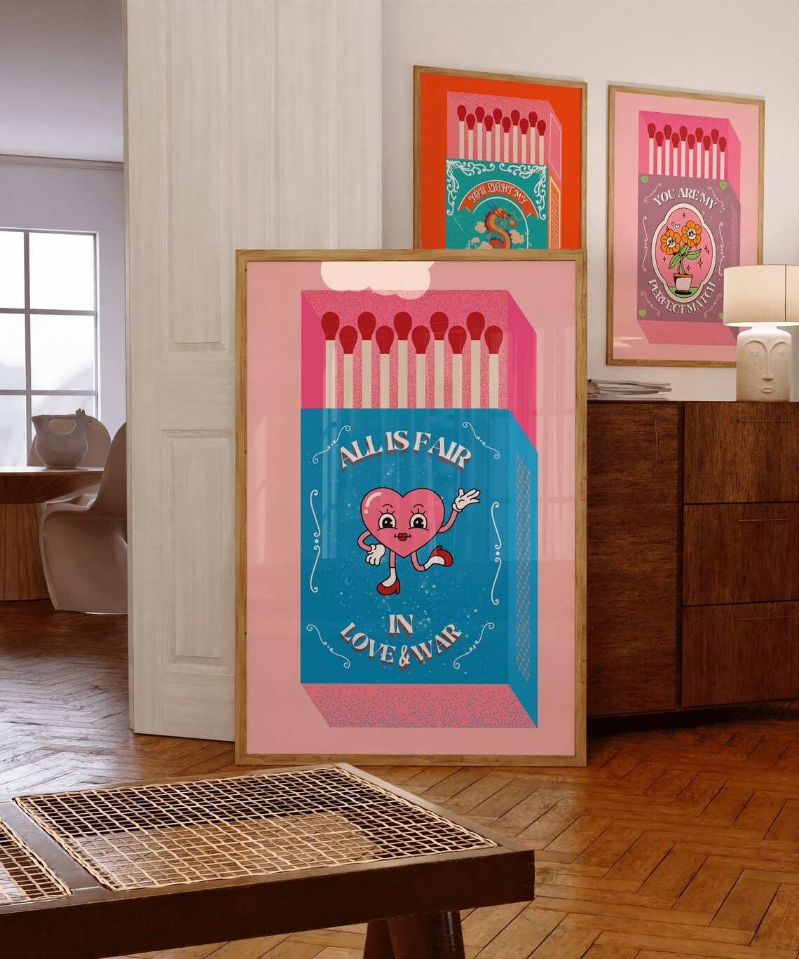 All Is Fair in Love and War Matchbox Pink Heart Love Art Poster