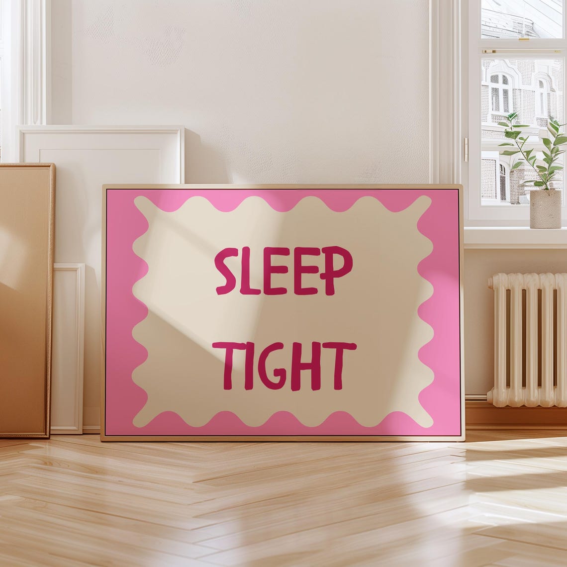 Sleep Tight Pink Quote Poster Girly Bedroom Horizontal Wall Decor