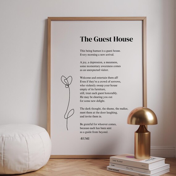The Guest House Rumi Poem Minimalist Floral Poetry Art Poster