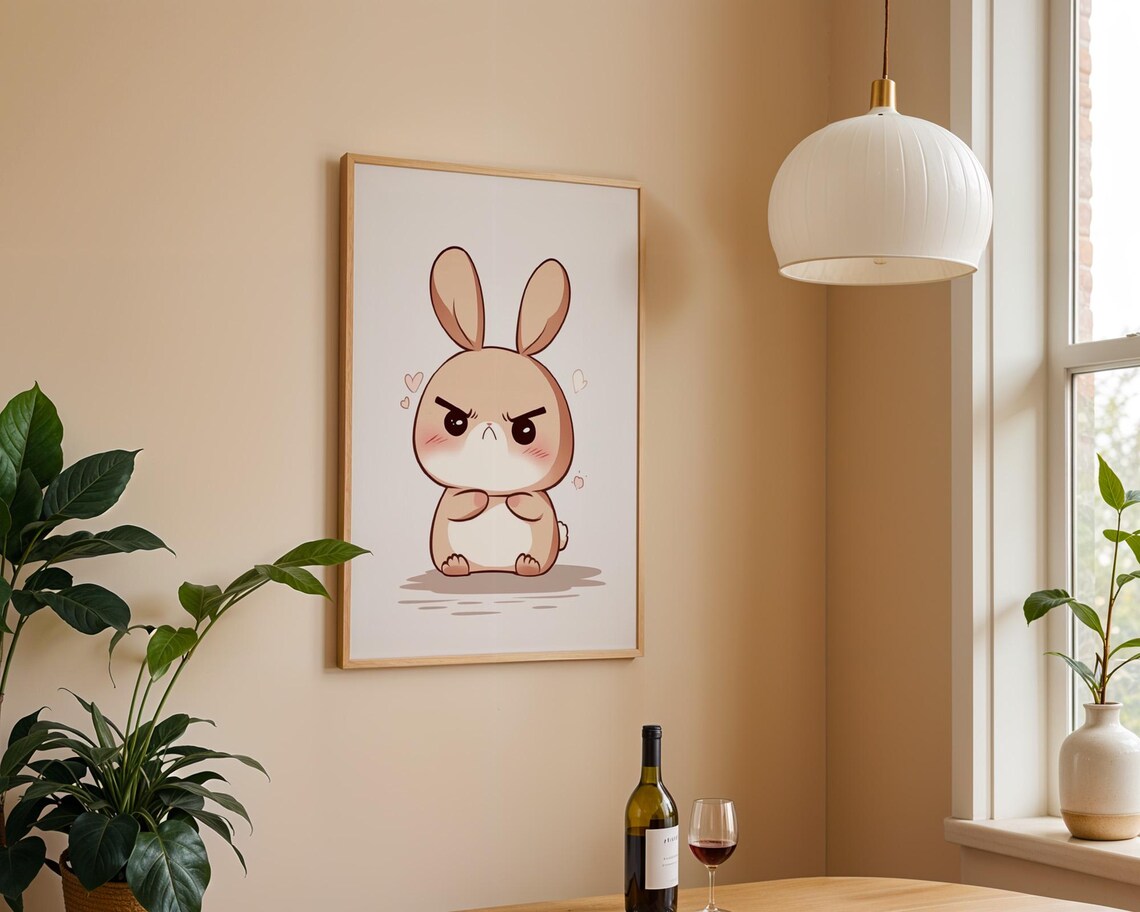 Cute Angry Rabbit Poster, Home And Room Decor - Image 3