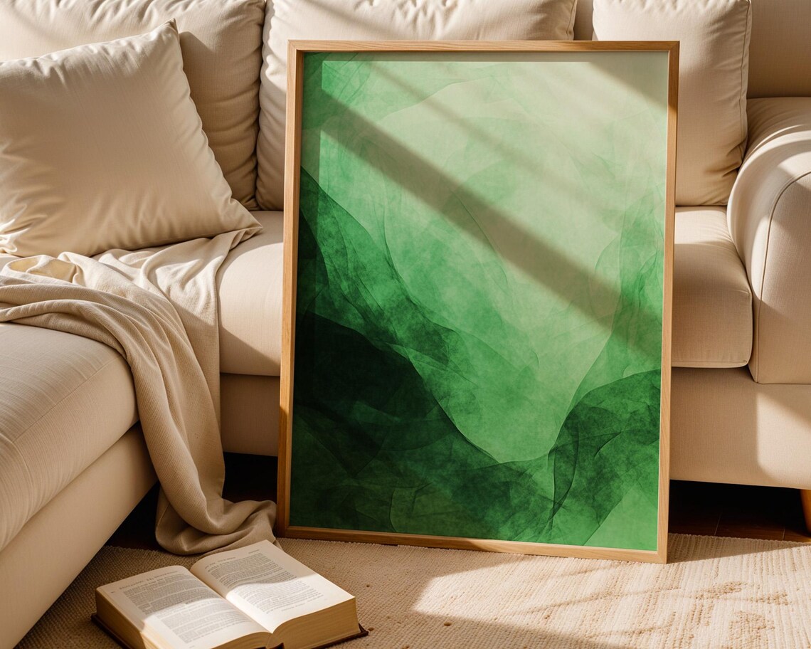 Green And White Flow Art Print, Home Decor