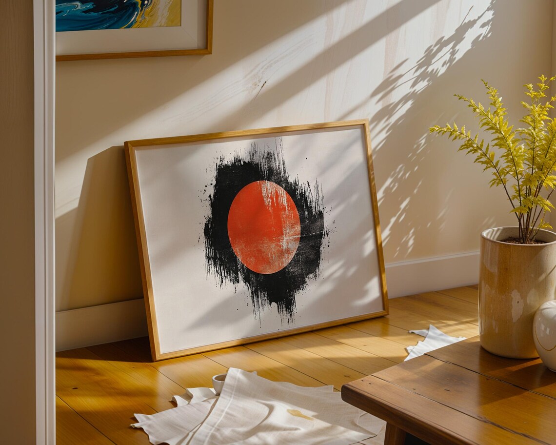 Orange Moon Art Print Modern Art Wall Art For Home Office Decor For Room Aesthetics - Image 6