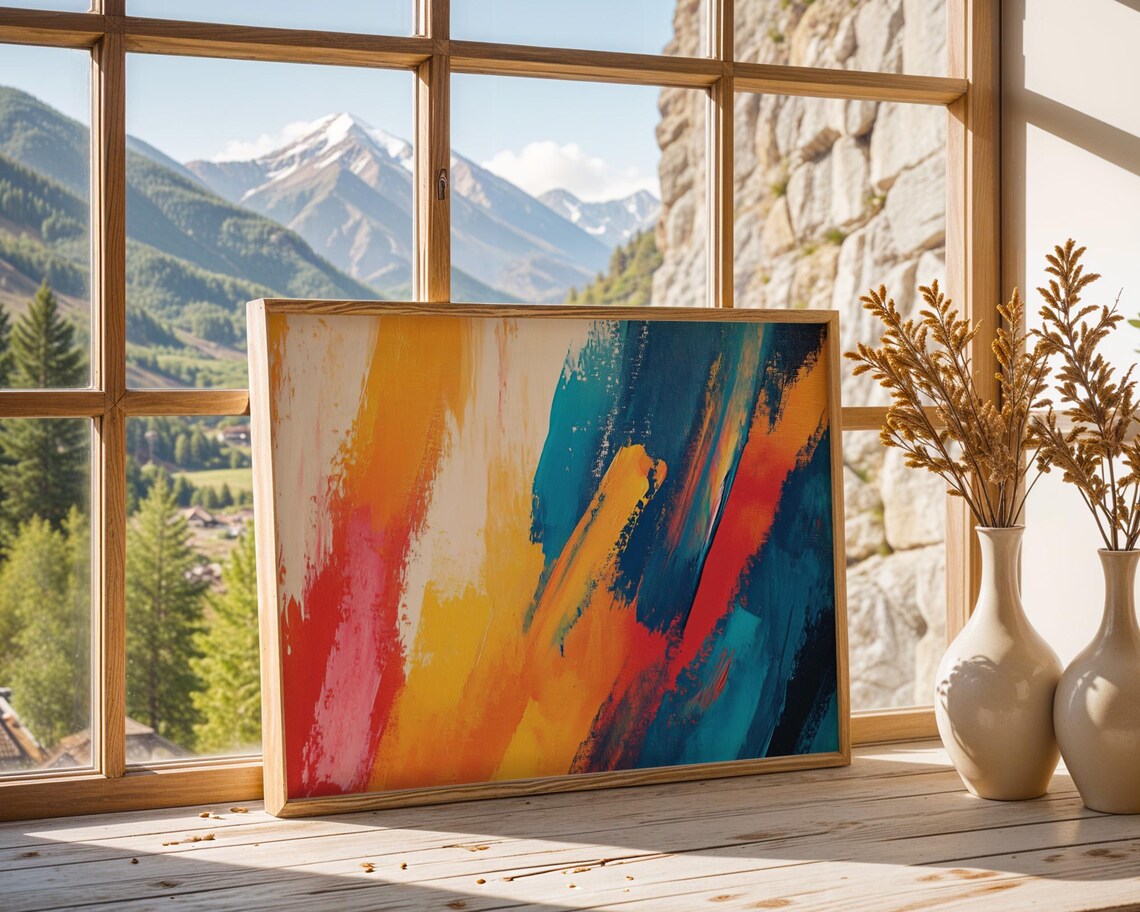 Colorful Painted Modern Art, Home Office Decor - Image 3