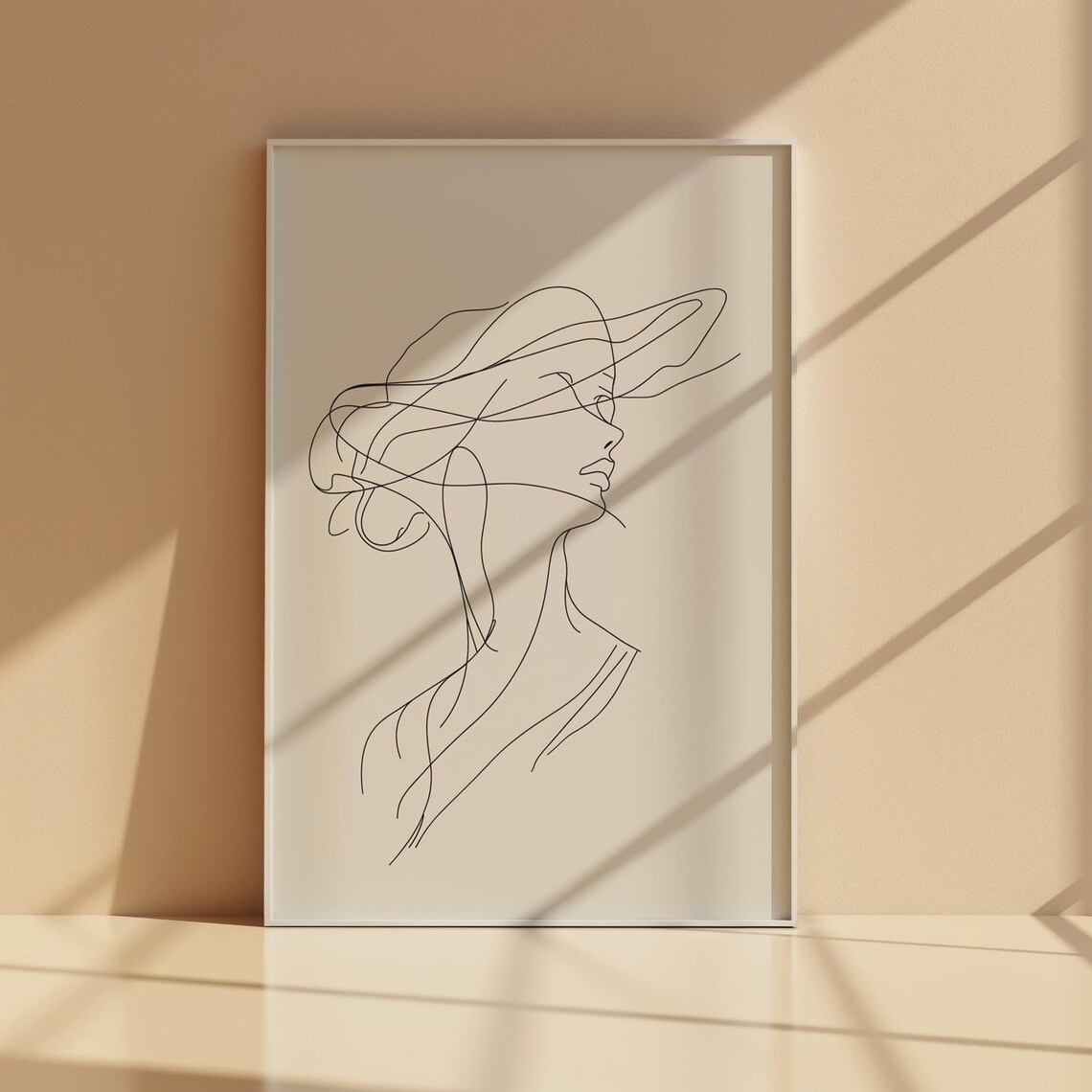Lady Wearing A Hat, Line Art Home Decor - Image 6