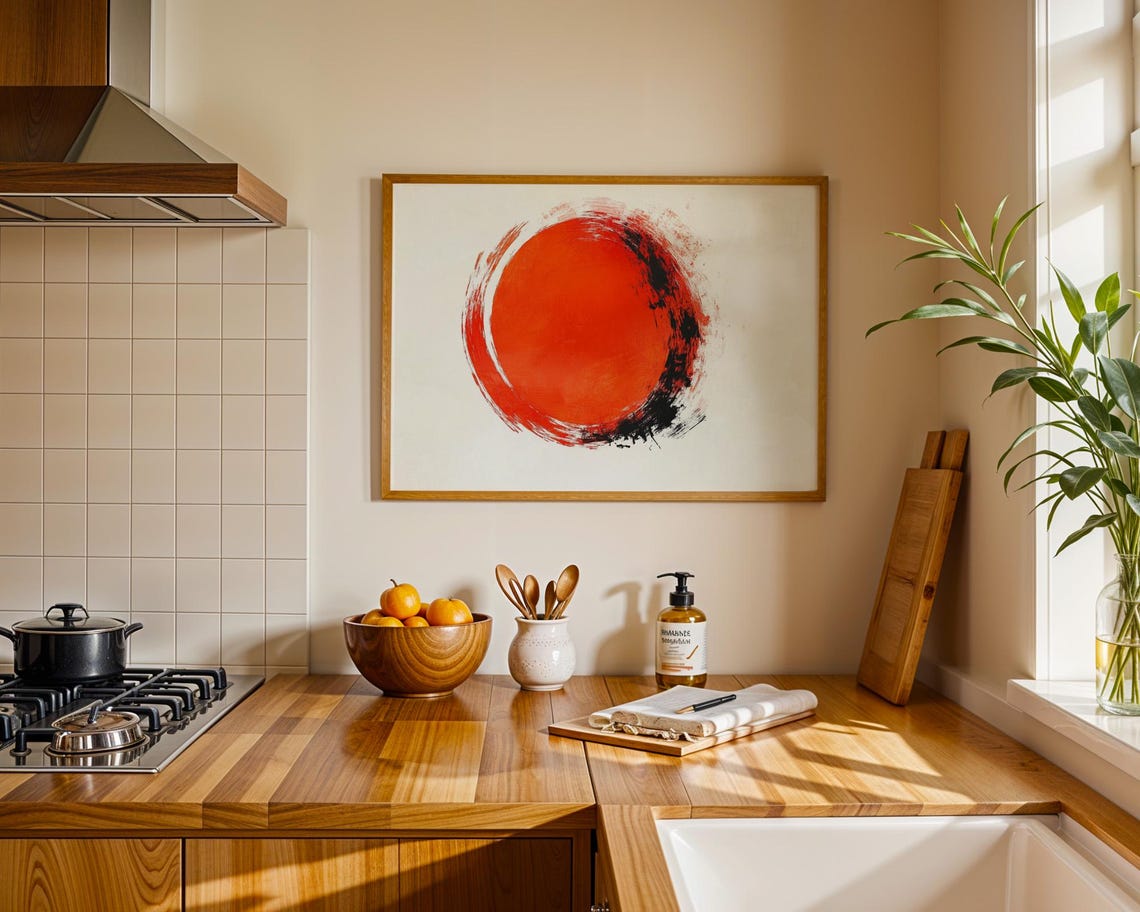 Big Orange Circle Paint Modern Art Poster Wall Art For Home Office Room Decor - Image 2