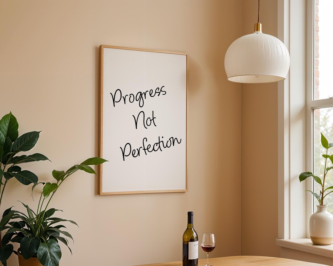 Progress Not Perfection Handwritten Script Quote Poster for Home Office - Image 2