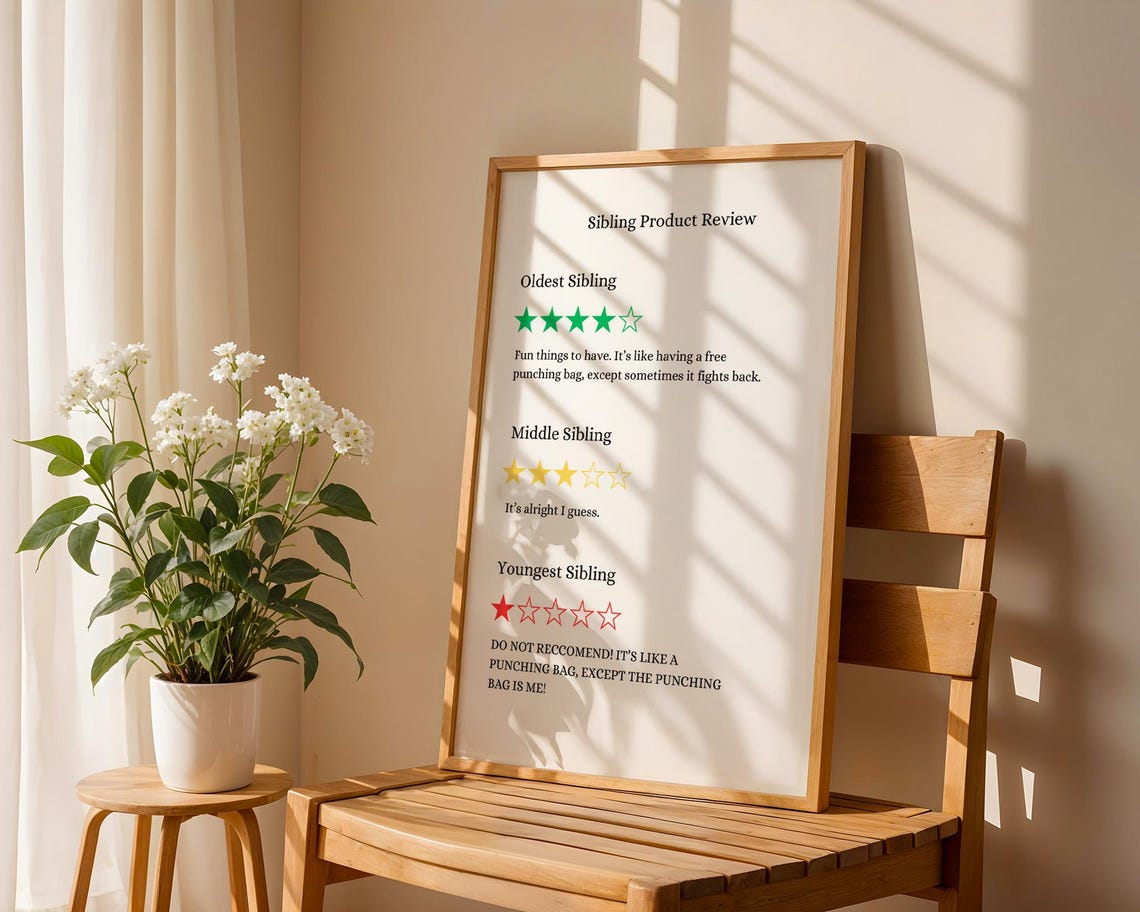 Funny Sibling Product Review Wall Art Home Kitchen Office And Room Decor - Image 4