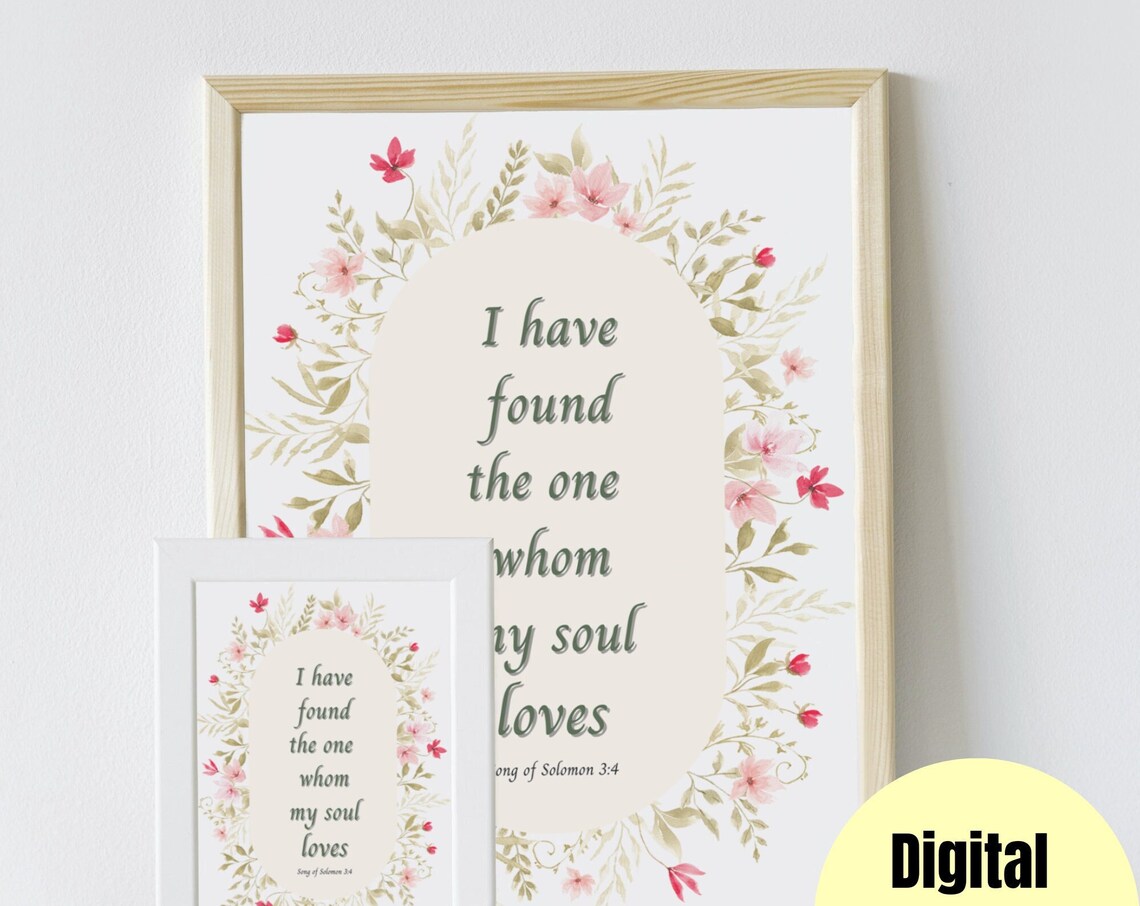 I Have Found the One Whom My Soul Loves Floral Wedding Poster