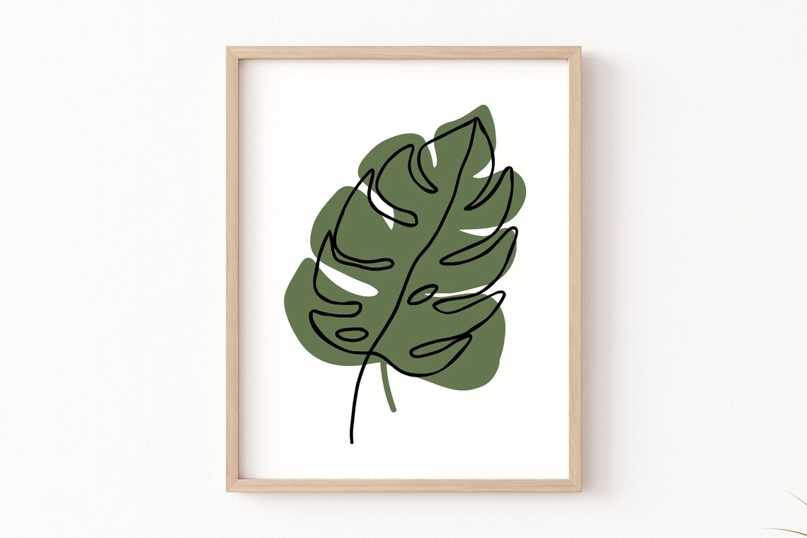 Monstera Leaf Print, Mid-Century Modern Botanical - Image 3