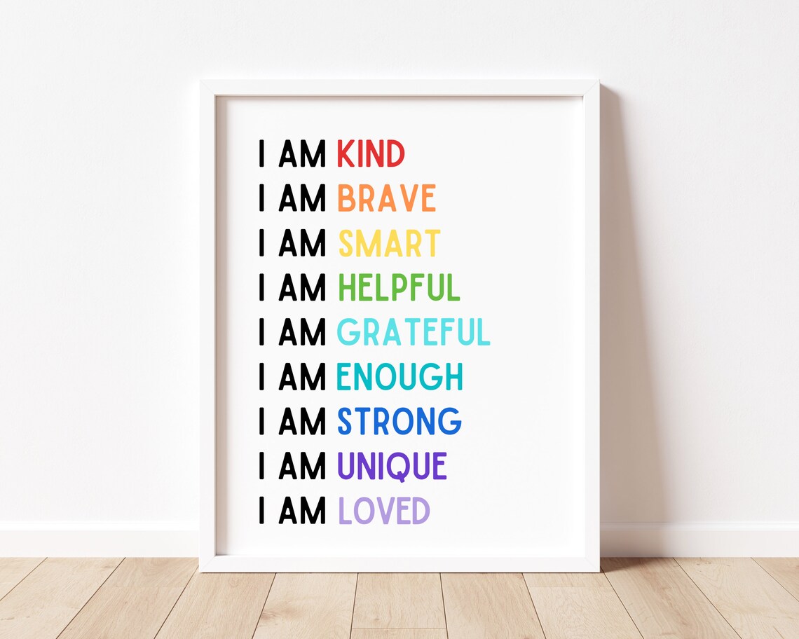 Affirmations for Kids Classroom Poster, I Am Kind Smart Loved - Image 2