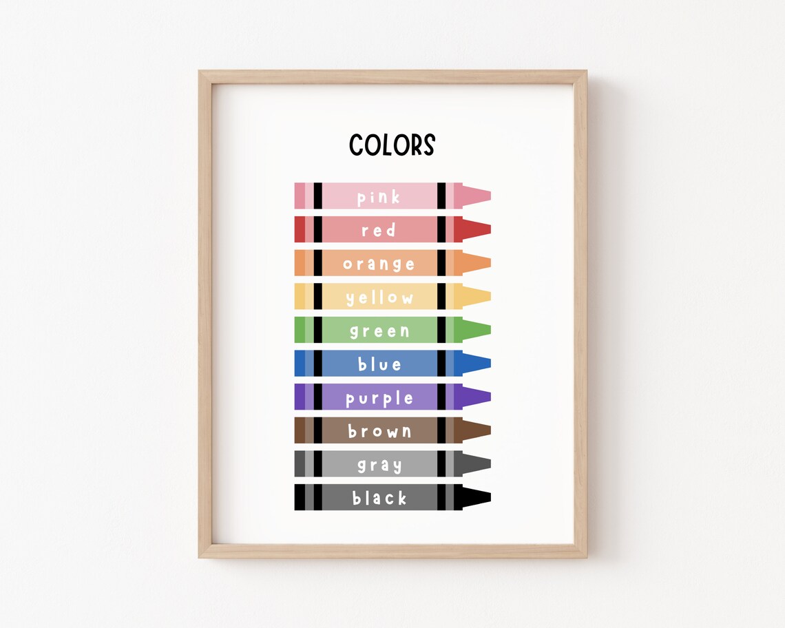Colors Poster, Muted Tones Kindergarten Classroom