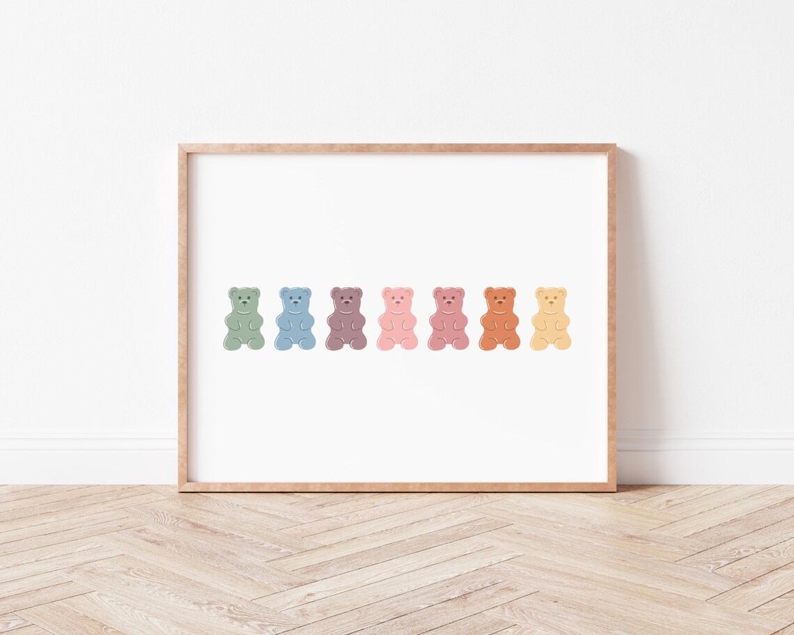 Bear Nursery Wall Art Prints, Neutral Boho Playroom Poster - Image 2