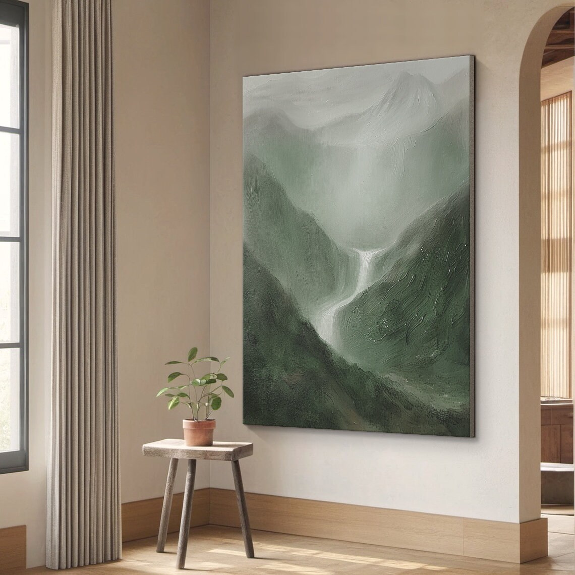Abstract Mountains Waterfall Landscape Art Print