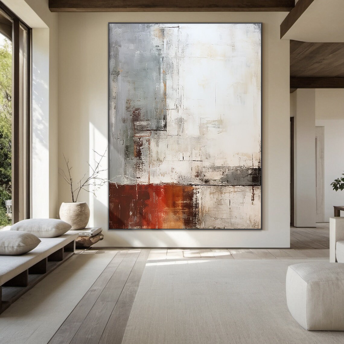 Wabi Sabi White and Grey Abstract Art Print - Image 2