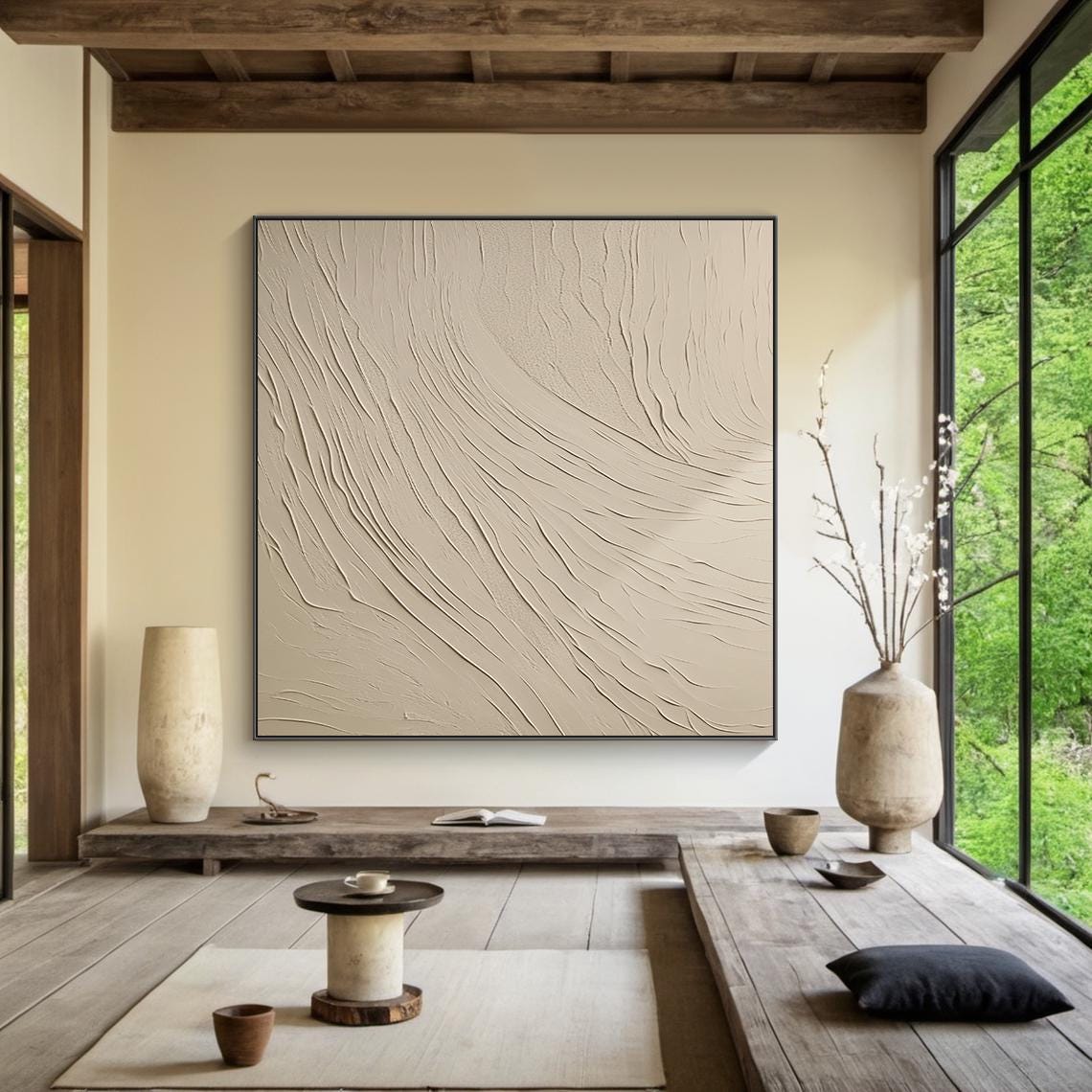 Pure Beige Wabi Sabi Wall Art Pure Beige Abstract Painting Large Beige Simple Wall Art Beige Textured Painting Modern Home Decor - Image 2