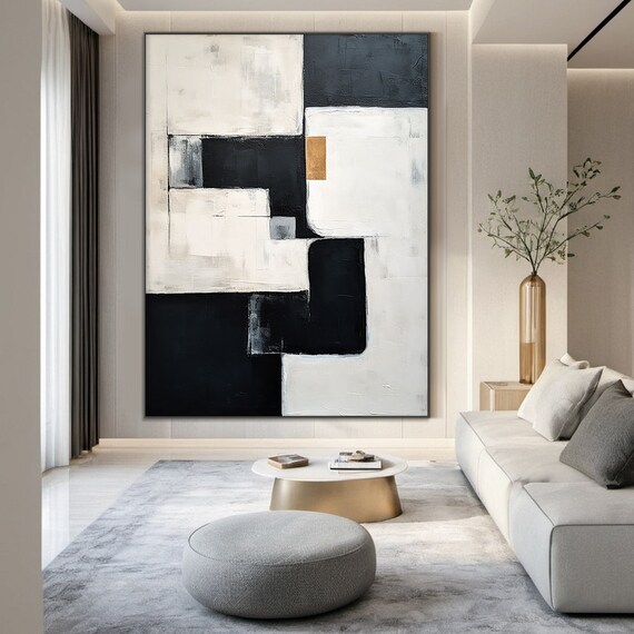 Black and White Minimalist Abstract Wall Art Print