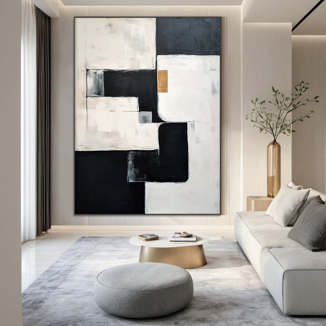 Black and White Minimalist Abstract Wall Art Print