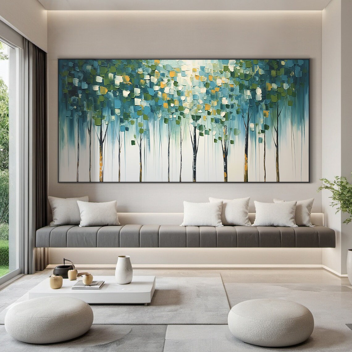 Large Original Green Forest Oil Painting Abstract Texture Wall Painting Modern Living Room Art Natural Landscape Handmade Painting - Image 4
